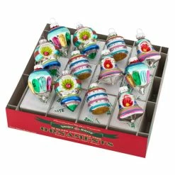 New ⭐ Traditions 🔔 Christmas Confetti Decorated Shape Ornaments Set/12 🎁