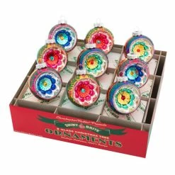 Top 10 💯 Traditions 🎅 Christmas Confetti Reflector Round Ornaments Set/9 🌟