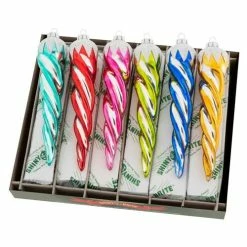 Cheap 😍 Traditions 🎄 Christmas Confetti Glass Icicle Ornaments Set/6 🛒