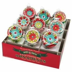 Promo 🥰 Traditions Festive Fete Reflector Round Ornaments Set/9 ✨