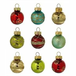Deals 🔔 Traditions Petite Treasure Multi-Colored Decorated Glass Ball Ornaments Set/9 ❤️