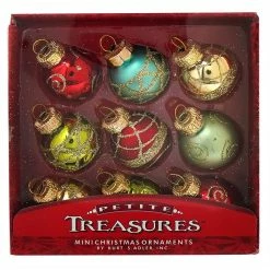 Alternative view of Deals 🔔 Traditions Petite Treasure Multi-Colored Decorated Glass Ball Ornaments Set/9 ❤️