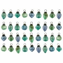 Hot Sale 🌟 Traditions Blue Mercury Glass Shaped Ornaments Set/36 👍