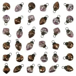 New 😍 Traditions Bronze & Plum Mercury Glass Shaped Ornaments Set/36 ⌛