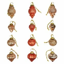 Promo 🧨 Traditions Red & Gold Glass Ornaments In Gift Box Set/12 ✔️