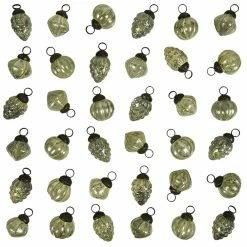 Buy ❤️ Traditions Milky Aged Silver Mercury Glass Shaped Ornaments Set/36 ✔️