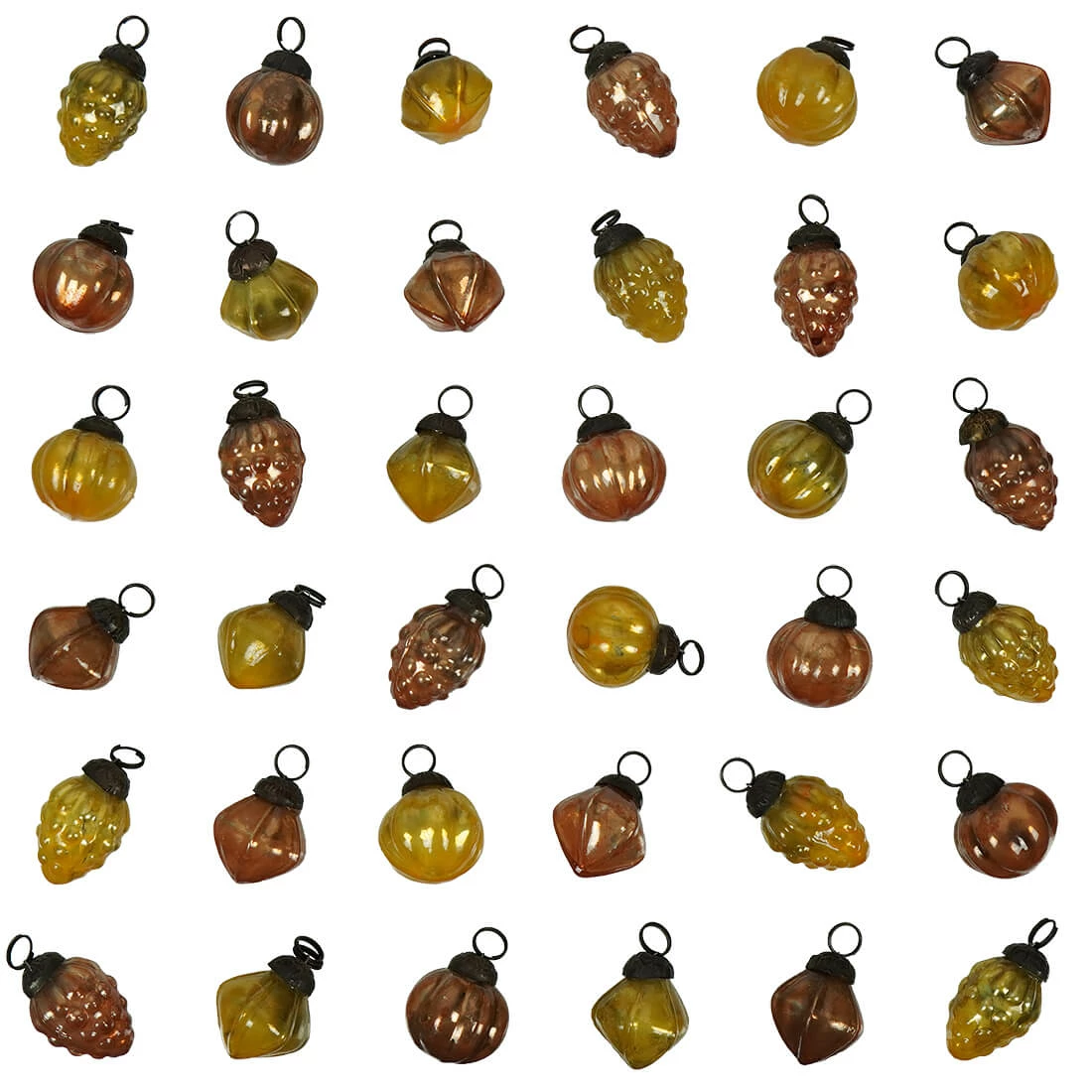 Wholesale ⭐ Traditions Brown & Yellow Mercury Glass Shaped Ornaments Set/36 ⌛ 3 Wholesale ⭐ Traditions Brown & Yellow Mercury Glass Shaped Ornaments Set/36 ⌛