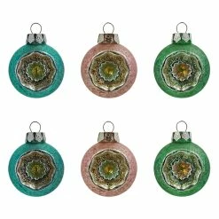 Brand new 🎉 Traditions Pink, Blue & Green Indent Ornaments Set/6 ❤️