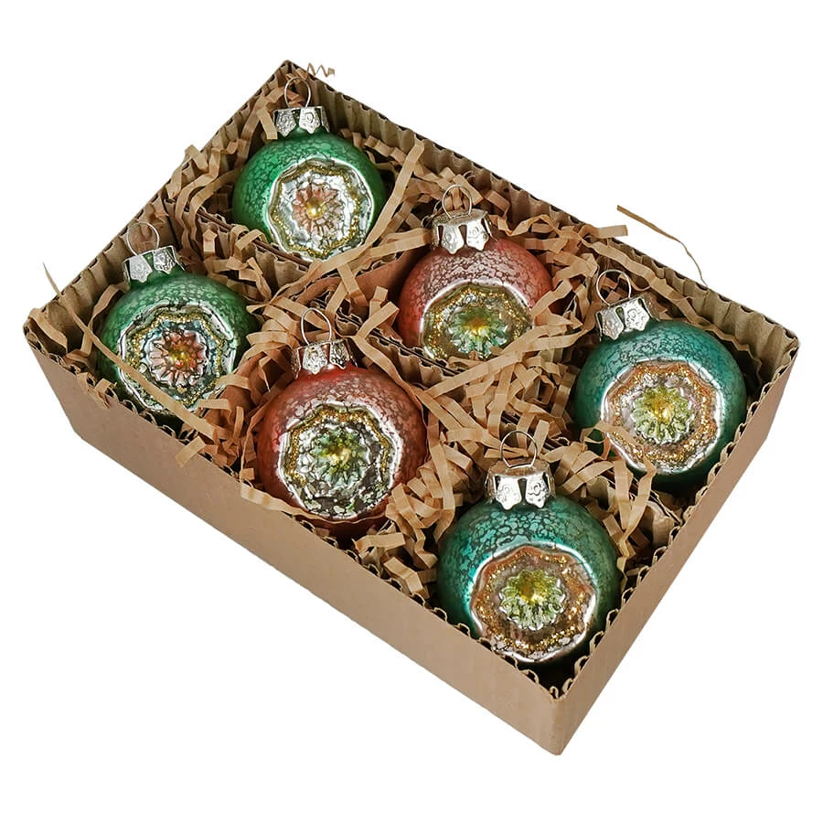 Brand new 🎉 Traditions Pink, Blue & Green Indent Ornaments Set/6 ❤️ 4 Brand new 🎉 Traditions Pink, Blue & Green Indent Ornaments Set/6 ❤️ - Image 2