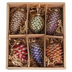Alternative view of Coupon ⌛ Traditions Boxed Glass Pine Cone Ornaments Set/6 😉