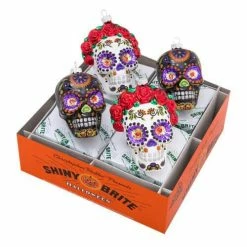 Brand new 🎁 Traditions 🧛 Halloween Day Of The Dead Skulls Ornaments Box/4 🤩