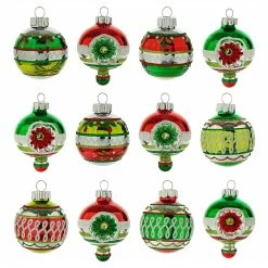 Buy 🛒 Traditions Holiday Splendor Vintage Red & Green Ornaments Set/12 😀
