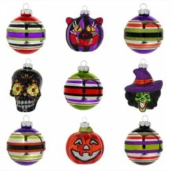 Cheapest 🤩 Traditions 💀 Halloween Decorated Round & Figure Ornaments Set/9 🤩