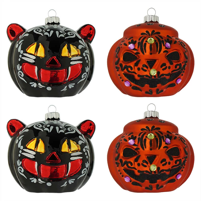 Outlet 🥰 Traditions 🧛 Halloween Cat & Pumpkin Ornaments Set/4 💯 3 Outlet 🥰 Traditions 🧛 Halloween Cat & Pumpkin Ornaments Set/4 💯