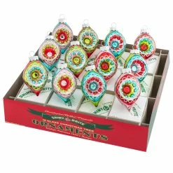 Brand new 😀 Traditions Festive Fete Decorated Reflector Tulip Ornaments Set/12 🛒