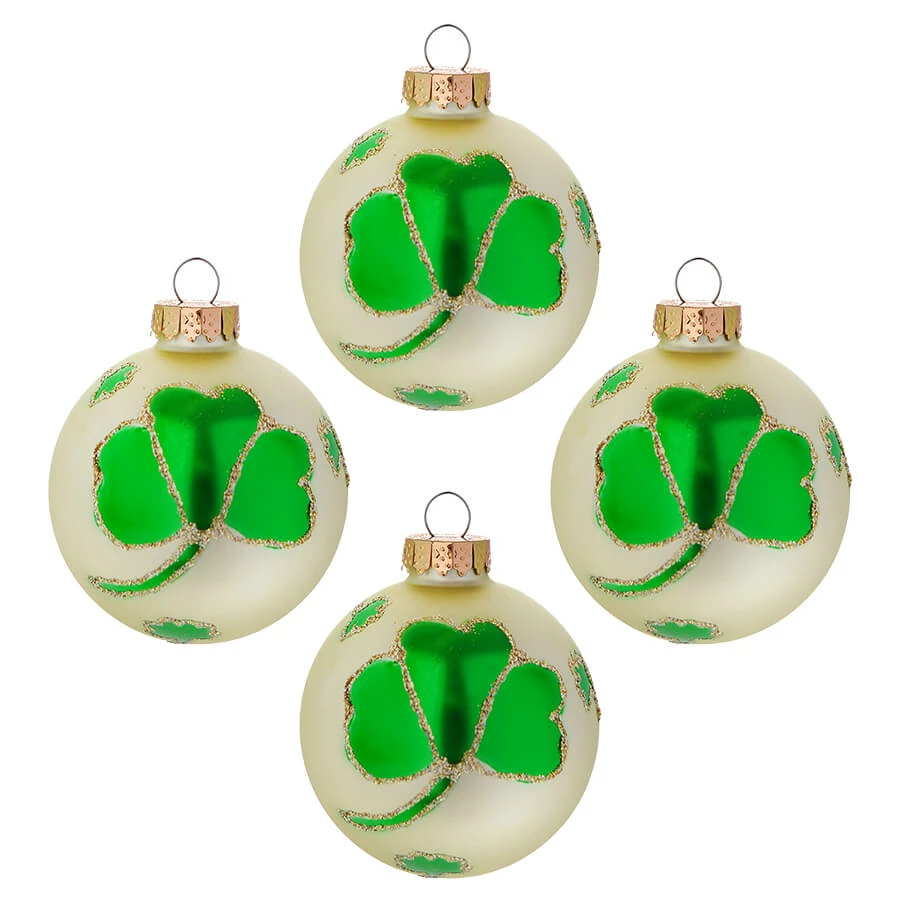 Discount 👏 Traditions Shamrock Design Glass Ball Ornaments Box/4 😉 3 Discount 👏 Traditions Shamrock Design Glass Ball Ornaments Box/4 😉