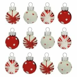 Budget 🔔 Traditions Mini Red & White Ball Ornaments Box/12 🥰