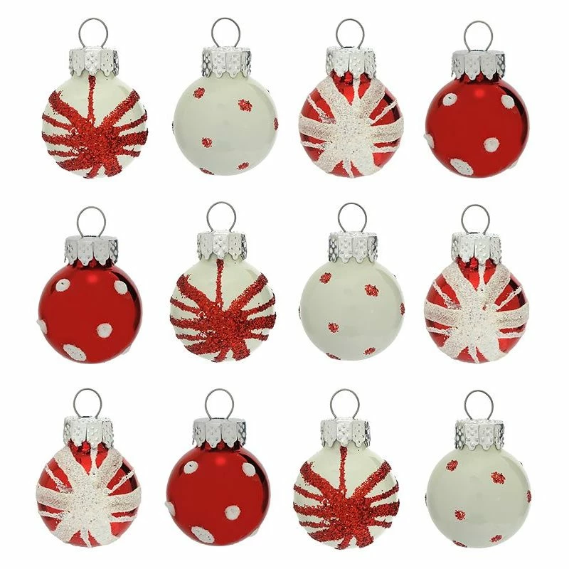 Budget 🔔 Traditions Mini Red & White Ball Ornaments Box/12 🥰 3 Budget 🔔 Traditions Mini Red & White Ball Ornaments Box/12 🥰
