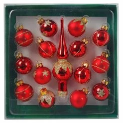 Brand new 💯 Traditions Mini Red Finial And Ball Ornament Set/15 ✨