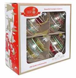 Alternative view of Outlet ⌛ Traditions Early Years Glass Reflector Ball Boxed Ornaments Set/4 🔔