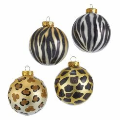 Budget ⌛ Traditions Wild Animal Print Ornaments Box/4 ⭐