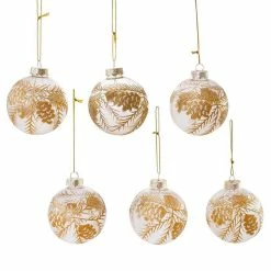 Deals 🤩 Traditions Clear Glass Ball With Gold Pinecone Ornaments Set/6 ⭐