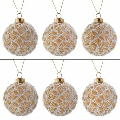 Outlet ✨ Traditions Gold Lattice Glass Ball Ornaments Boxed Set/6 😉