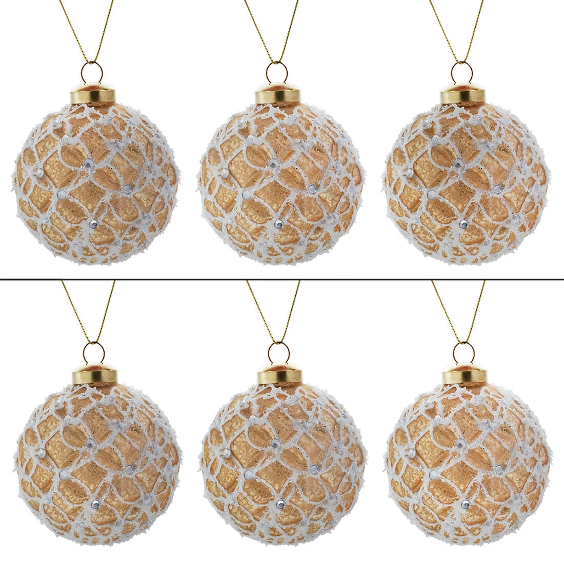 Outlet ✨ Traditions Gold Lattice Glass Ball Ornaments Boxed Set/6 😉 3 Outlet ✨ Traditions Gold Lattice Glass Ball Ornaments Boxed Set/6 😉