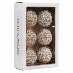 Alternative view of Outlet ✨ Traditions Gold Lattice Glass Ball Ornaments Boxed Set/6 😉