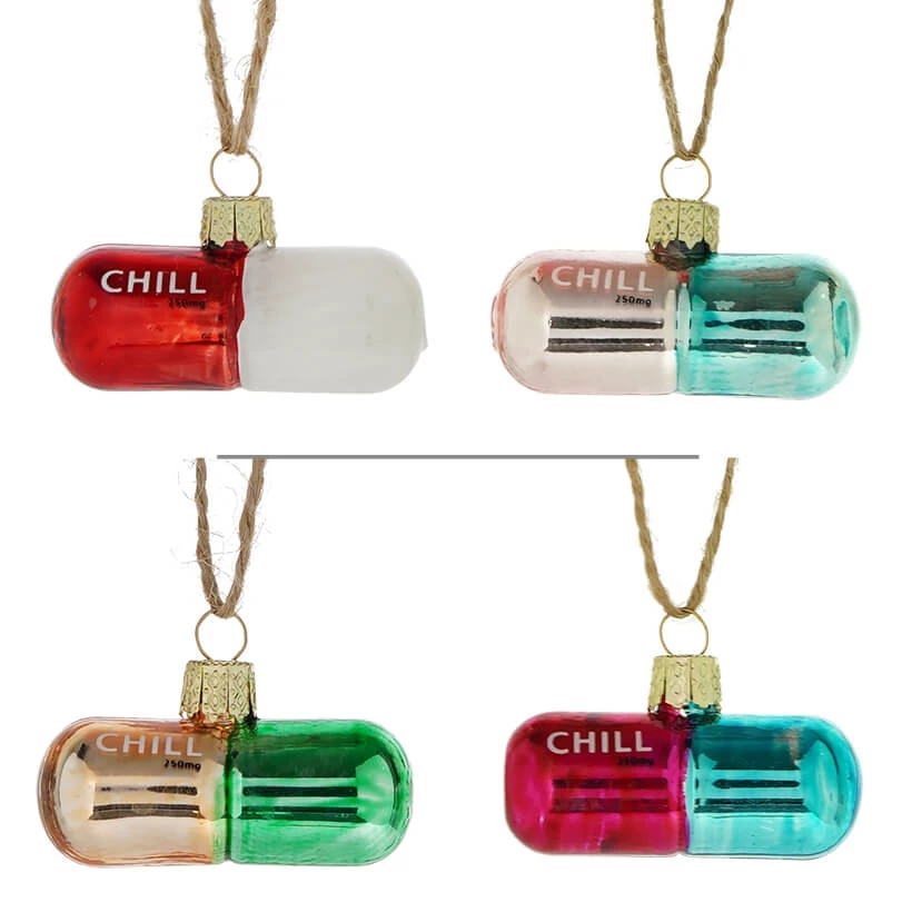 Deals ๐งจ Traditions Chill Pill Ornaments Set/4 โค๏ธ 3 Deals ๐งจ Traditions Chill Pill Ornaments Set/4 โค๏ธ