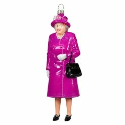 Brand new 🔔 Traditions Queen Elizabeth Wearing Dark Pink Peacoat Ornament 😀