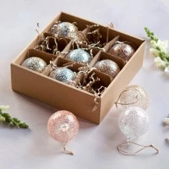 Alternative view of Budget 😉 Traditions Metallic Stubble Ball Ornaments Set/9 😀