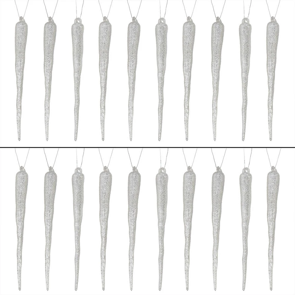Outlet ✨ Traditions Silver Glittered Icicle Ornaments Set/24 ⭐ 3 Outlet ✨ Traditions Silver Glittered Icicle Ornaments Set/24 ⭐