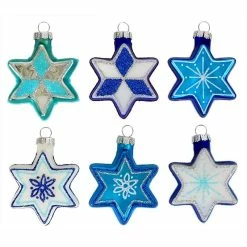 Wholesale 👏 Traditions Glittered Jewish Star Ornaments Set/6 😉