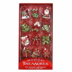 Promo 👏 Traditions Boxed 🎄 Christmas Petite Glittered Treasures Mini Ornaments Set/12 ✔️