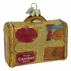 Outlet 😍 Traditions Suitcase With European Travel Stickers Ornament ✨