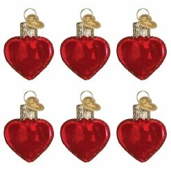 Promo 🥰 Traditions Red Glitter Hearts Ornaments Set.6 🥰