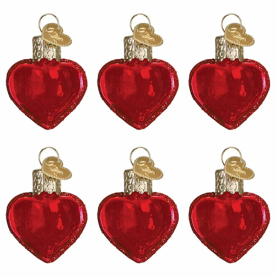 Promo 🥰 Traditions Red Glitter Hearts Ornaments Set.6 🥰 3 Promo 🥰 Traditions Red Glitter Hearts Ornaments Set.6 🥰