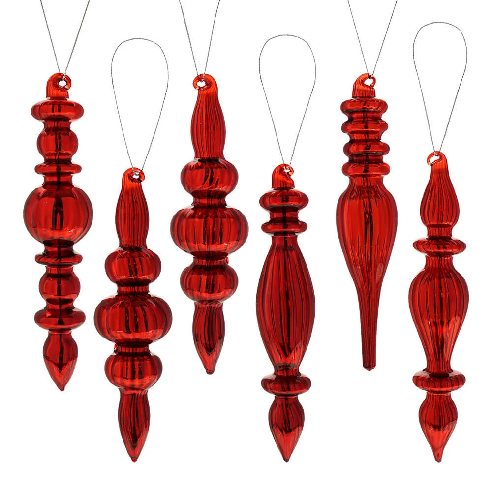 Cheapest 🛒 Traditions Box Of Red Finial Ornaments Set/6 ❤️ 3 Cheapest 🛒 Traditions Box Of Red Finial Ornaments Set/6 ❤️