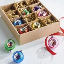 Alternative view of Best deal 🛒 Traditions Box Of Multicolored Indent Vintage Ornaments Set/12 🥰
