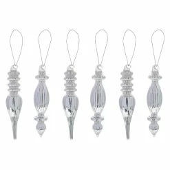 Promo 😍 Traditions Box Of Silver Finial Ornaments Set/6 😍