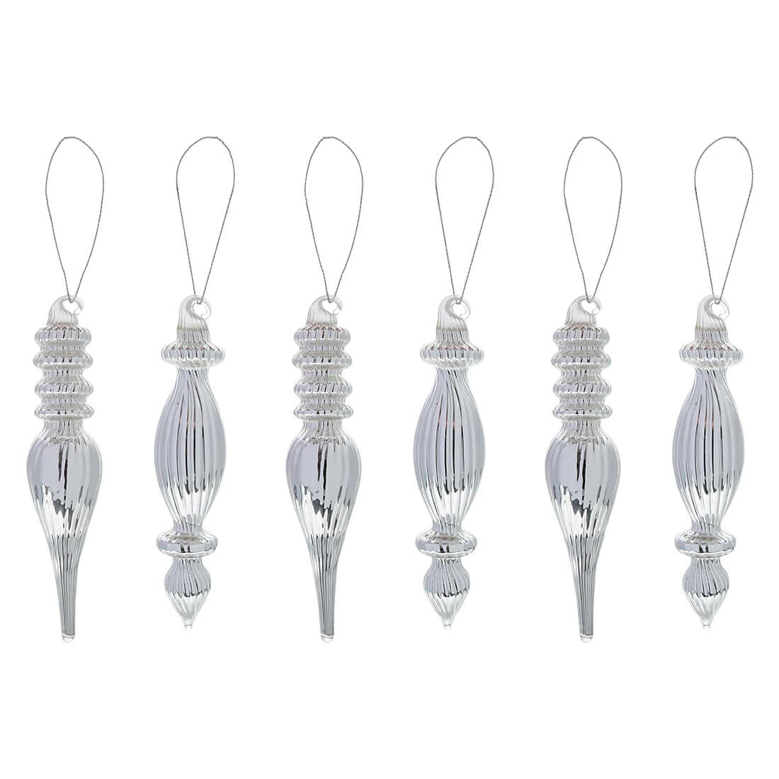 Promo ๐ Traditions Box Of Silver Finial Ornaments Set/6 ๐ 3 Promo ๐ Traditions Box Of Silver Finial Ornaments Set/6 ๐