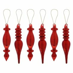 Hot Sale ❤️ Traditions Box Of Red Finial Ornaments Set/6 😍