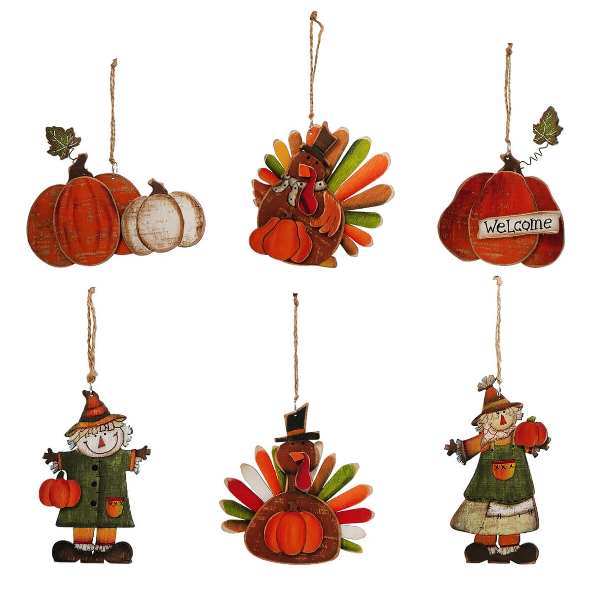 Promo 👍 Traditions Wood Harvest Ornaments Set/6 🌟 3 Promo 👍 Traditions Wood Harvest Ornaments Set/6 🌟